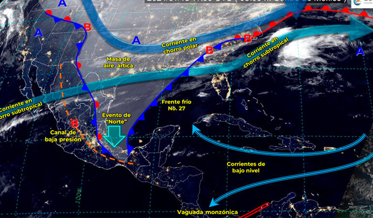 Pronostican lluvias y heladas por entrada del Frente Frío 27