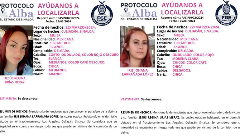 Dan a conocer fichas de cuatro desaparecidos en Culiacán, Sinaloa