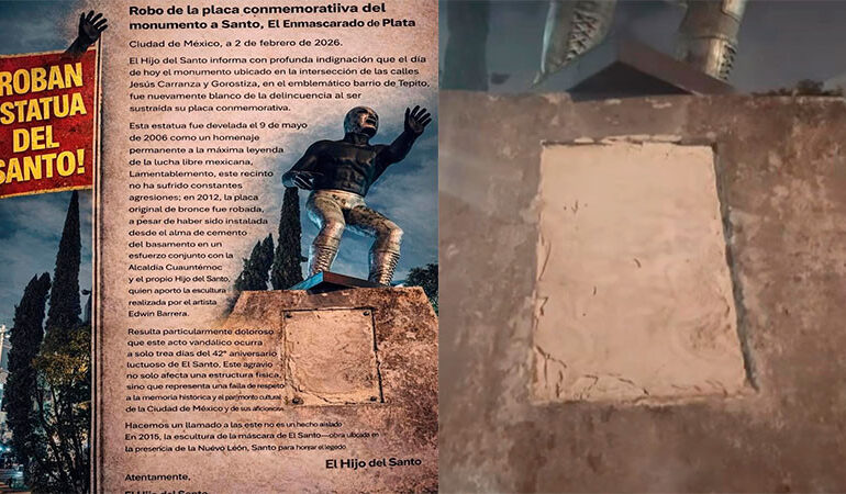 Vandalismo histórico: roban placa conmemorativa del legendario luchador El Santo